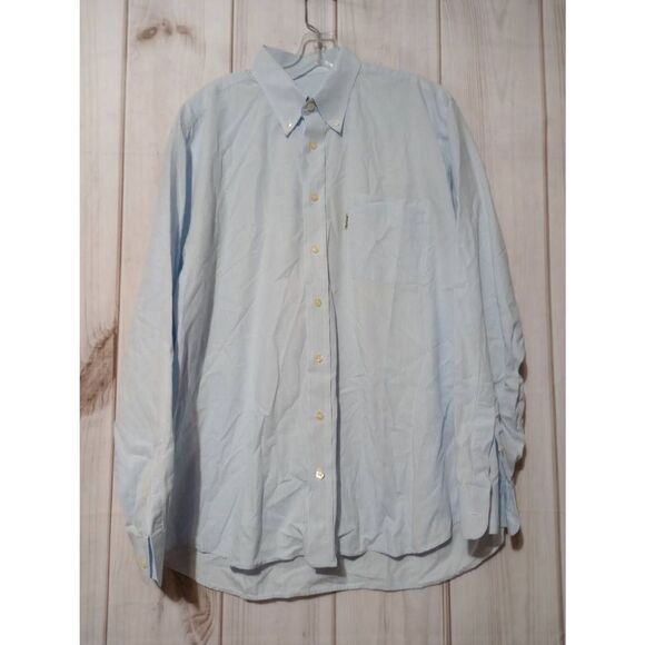 Barbour Shirt Men's Large Blue White Button Front Long Sleeve Preppy Gender Reve - Picture 1 of 9
